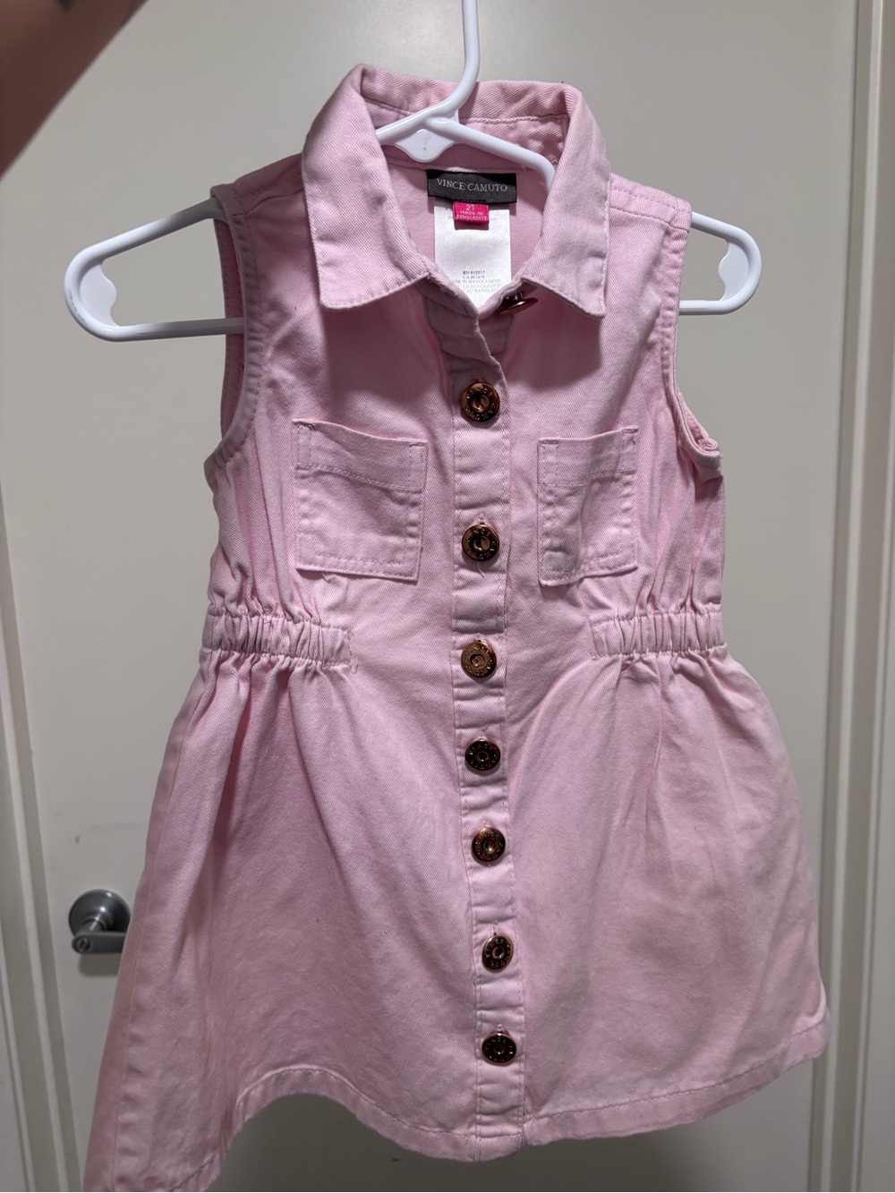 Vince Camuto Girls' Light Pink Sleeveless Button-Front Dress